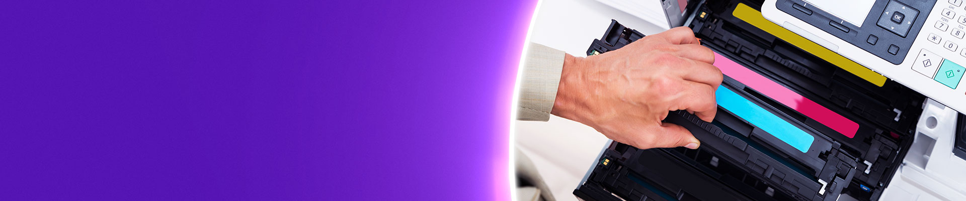 Teacher adding ink to printer