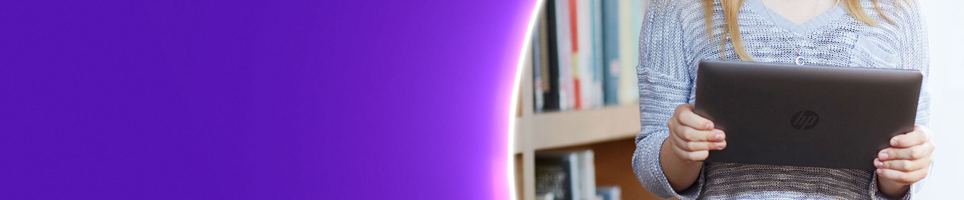 Student with HP tablet in library