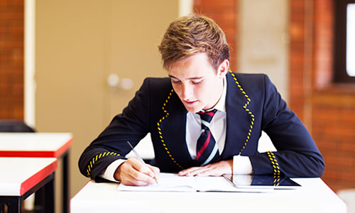 Young boy working on iPad