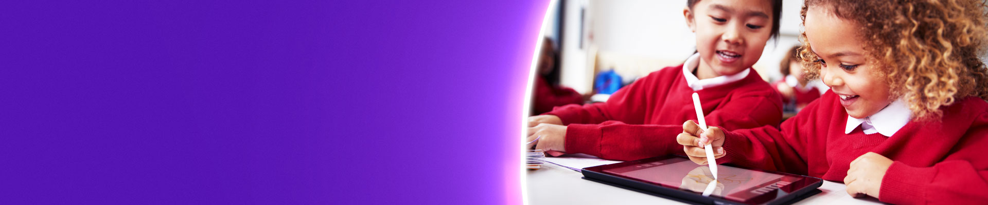 Primary children using an iPad