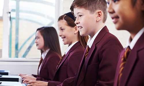 School children using computers