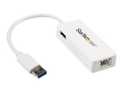 StarTech.com USB 3.0 to Gigabit Ethernet Adapter NIC w/ USB Port - White