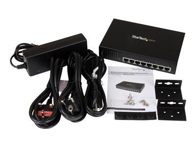 StarTech.com 8 Port Unmanaged Industrial Gigabit Power over Ethernet Switch - 802.3af/at PoE+ Switch