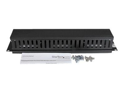 StarTech.com 2U Horizontal Finger Duct Rack Cable Management Panel with Cover