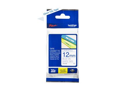 Brother 12mm Blue on White Tape