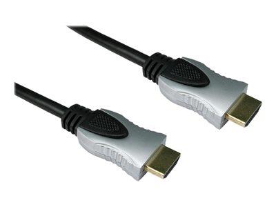 Cables Direct 5m HDMI M - M Cable Black + Silver Hoods